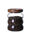 Borosilikatglas-Behälter Pufo Gewürz Zucker Kaffee Tee Gewürze Holzdeckel 600 Ml