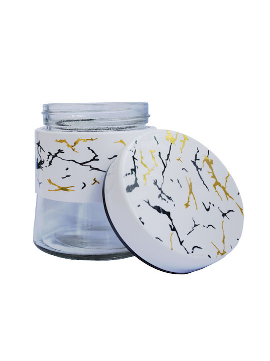 Fancy Glass Jar Sugar Coffee Tea Spices Airtight Lid 400 Ml White