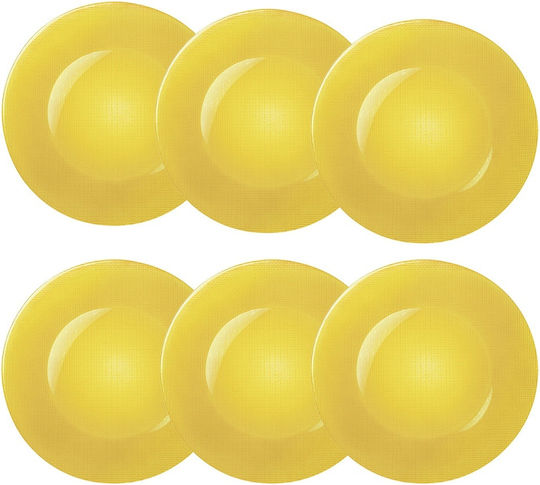 Set 6 Elegant Pufo Luxury Glass Plates Desserts Appetizers 31 Cm Yellow