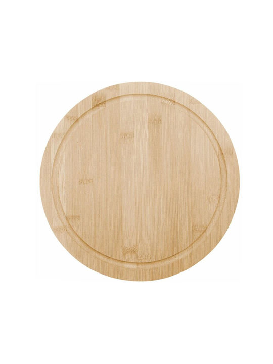 Round Bamboo Wood Serving Platter Food Appetizers Desserts Pizza 28 Cm Brown