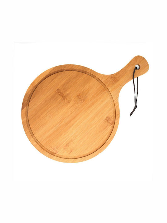 Runder Bambusholz Servierplatte Mit Griff Lebensmittel Vorspeisen Pizza 44 Cm Braune