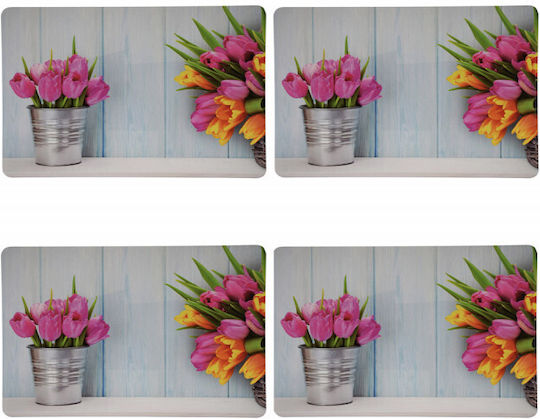 Fluffy Tischsets Set Servierteller Tulpen Design 4 Stücke 43 X 28 cm