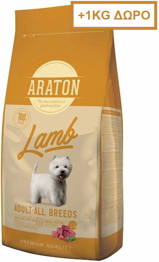 Araton 15кг Суха Храна за Възрастни Кучета от Средни Породи с Агнешко