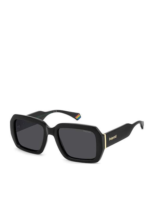 Polaroid Unisex Sunglasses With Black Horn-Rimmed Frame And Grey Lens pld6223/s/x 807/M9