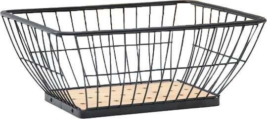 Pufo Metallic Fruit Bowl Bamboo Base Rectangular 28 x 22.5 cm Black