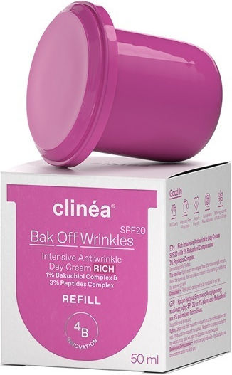Clinea Bak Off Wrinkles Rich Refill Αντιγηραντική Κρέμα Προσώπου Ημέρας με SPF20 με Πανθενόλη & Πεπτίδια 50ml