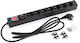 Protector de supratensiune Triton 19" 7xcz cu întrerupător, priză 3x1.5mm, cablu 2m Cz-de Ral9005 Flex