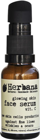 Herbana Serum Hidratare și Anti-îmbătrânire pentru Față cu Vitamina C și Vitamina E pentru Detoxifiere și Strălucire 20ml