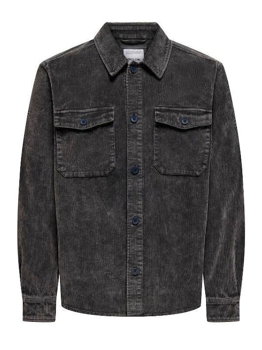 Μακρυμάνικo Κοτλέ Overshirt Grey