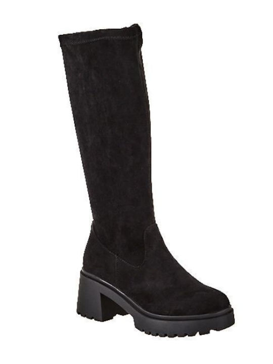 Elenross Suede Women's Boots with Zipper Black