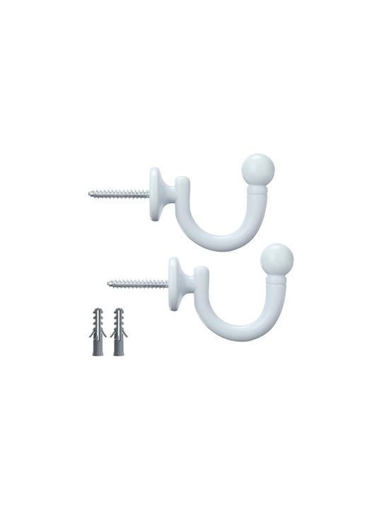 Central Home Holdback Hook made of Metal White 2pcs