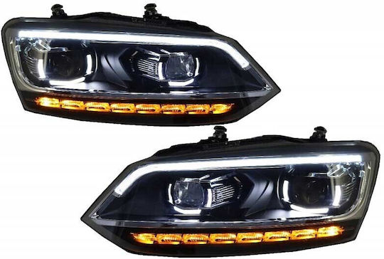 Frontscheinwerfer Set VW Polo 6R/6C 09-17 DRL Passat Matrix Look & Dynamische Blinker Voll-LED Motor