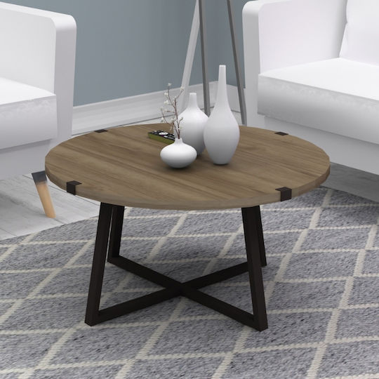 Round Side Table Mauricio Wooden Walnut - Charcoal M78xW78xH43cm