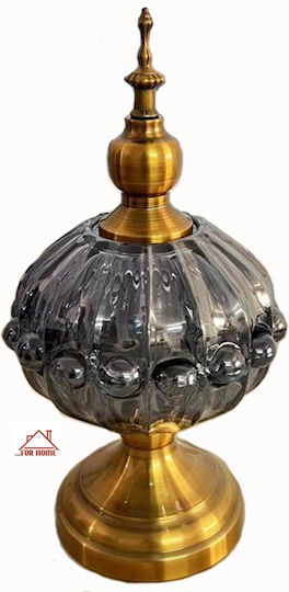 Стъклен буркан за бонбони с капак и стойка 16x30см златен Forhome 407306 Home