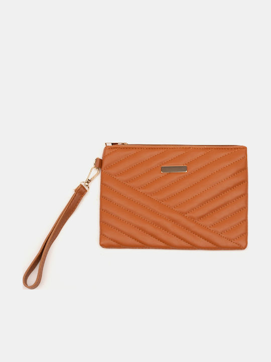 Quilted Brown Clutch Bag