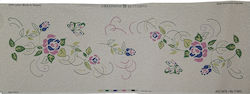 Petalouda Beige Embroidery 134x50cm Etamine Knossos Sunbeam Beige Gold, with Butterflies and Flowers