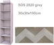 Wardrobe 5 Shelves Fabric Hanging Storage Case for Clothes / Shoes / Bags in Gray Color 30x30x100cm 1pcs
