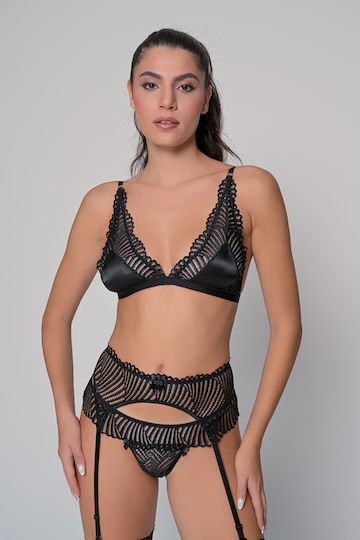 Milena by Paris Set Garters with Black Lace Black