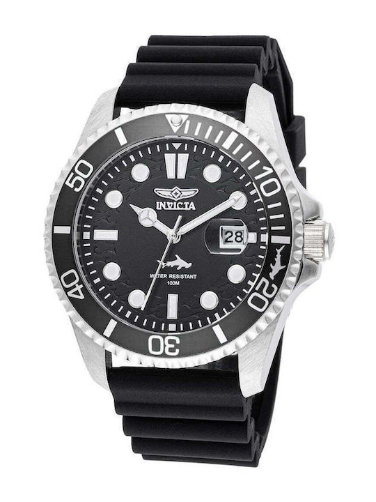 Invicta Ανδρικό Ρολόι 43mm Μπαταρίας με Μαύρο Καουτσούκ Λουράκι