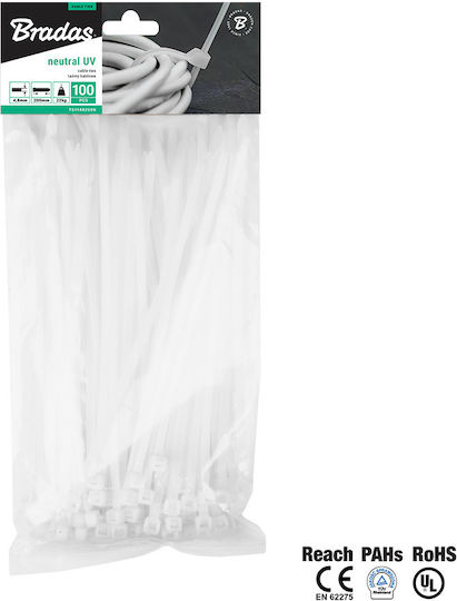 Cable Ties 2.5 X 200mm Neutral 100pcs