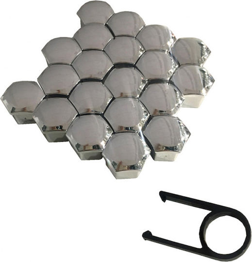 Chrome Bolt Caps 17mm Set of 20 Pieces Vr22207
