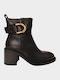 Leder Stiefeletten Damen Schwarz