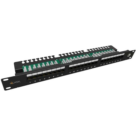 Solarix Patchpanel 24x RJ-45 Cat5e UTP Managementleiste 1U SX24L-5E-UTP-BK-N