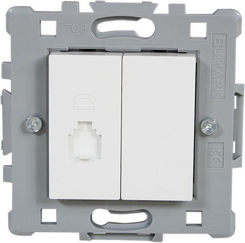 Elmark Complete Single Telephone Socket White 0623