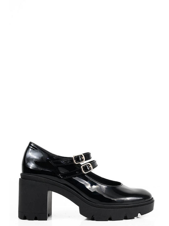 Μαύρα Λουστρίν Loafers Διακοσμητικές Αγκράφες