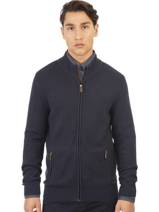 Double Herren Strickjacke Blau