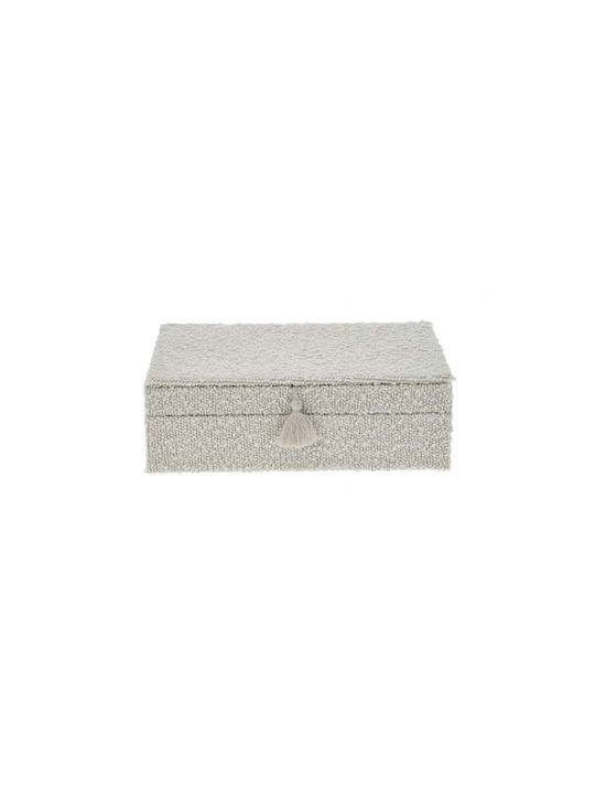 Boucle Fabric Jewellery Box White 23x16.5x8cm