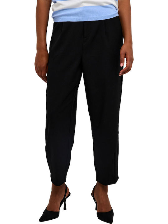 Kaffe Damen Hoch tailliert Stoff Capri Hose Black
