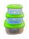 Happy House Microwave Plastic Lunch Box Green 3pcs