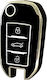 Car Key Cover Case made of for Peugeot in Black Color