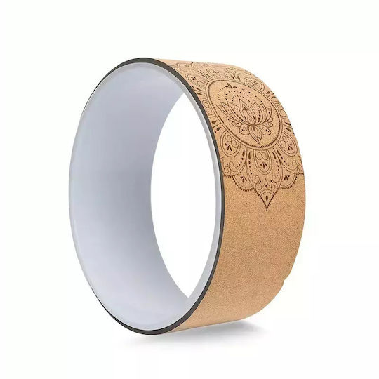 Yoga Wheel Τροχός Yoga Pilates Natural Cork Διάμετρο 33cm