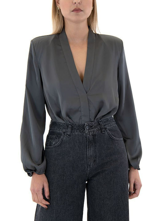 MY T Long Sleeve Bodysuit Gray