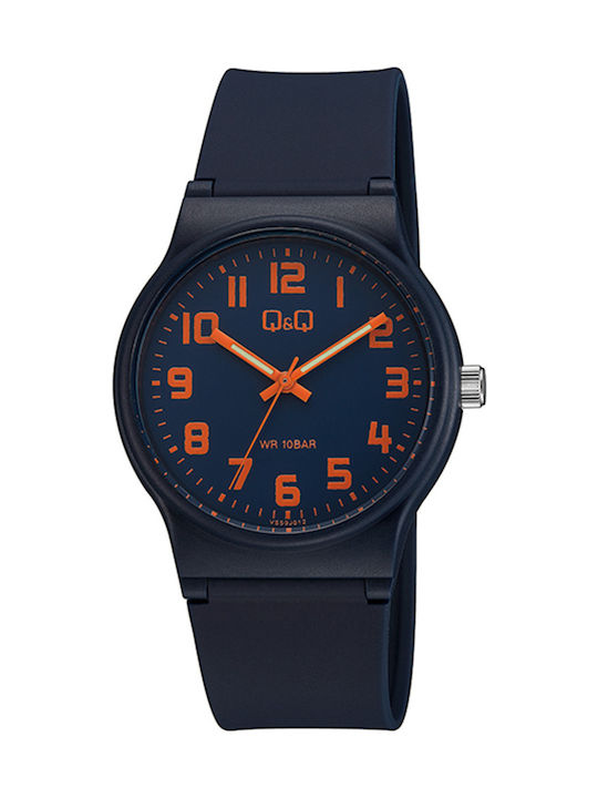 Q&Q Herrenuhr 38mm Batterie mit Blau Kautschuka...