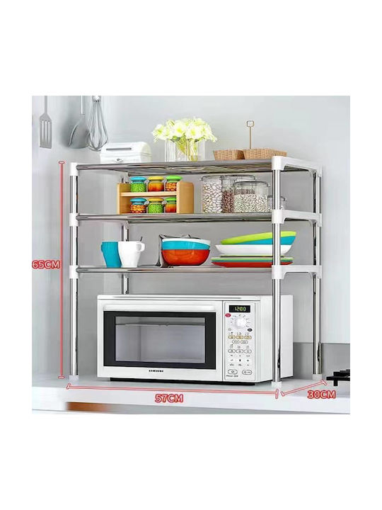 Tisch-Küchenorganizer-Ständer Metall 3 Regale 60x25x65 Silber