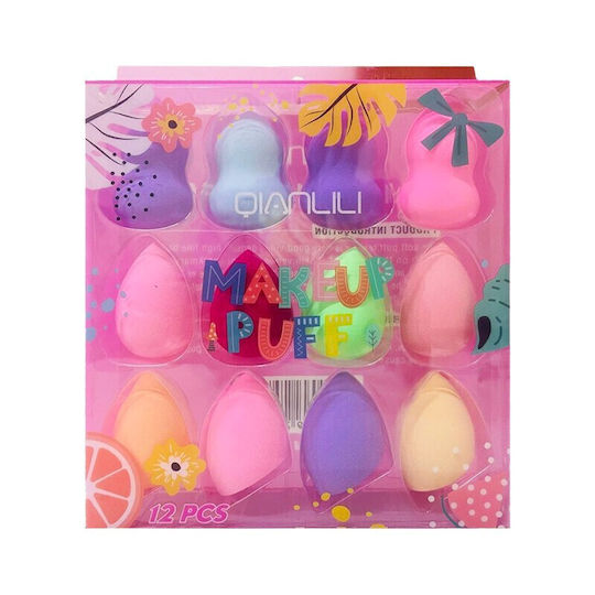Beauty Salon Professional Set with Make Up Sponges for Powder 12 Pieces