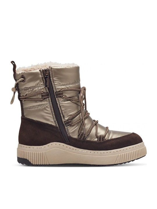Leder Damenstiefel mit hohem Absatz Braun