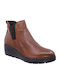 Leather Women's Ankle Boots Platform Tabac Brown