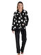 Rachel Winter Damen Pyjama-Set Schwarz