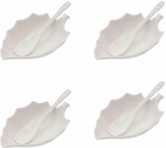 Set of 4 White Porcelain Serving Bowls for Appetizers Desserts and Sauces