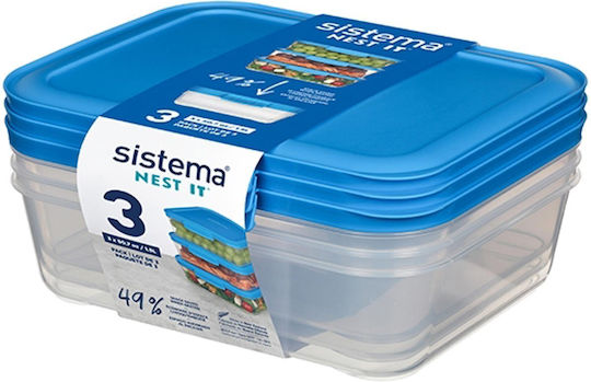Sistema Sistema Set Kunststoff Mittagsboxen Blau 3 Stücke
