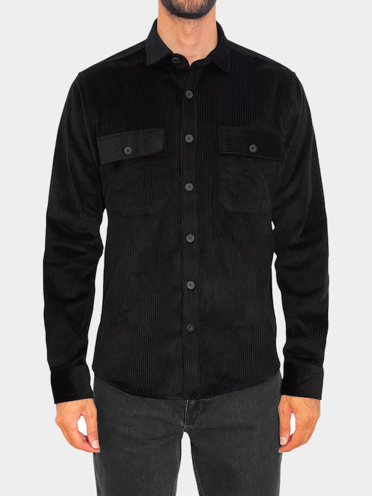 3Guys Μακρυμάνικo Βαμβακερό Overshirt Μαύρο
