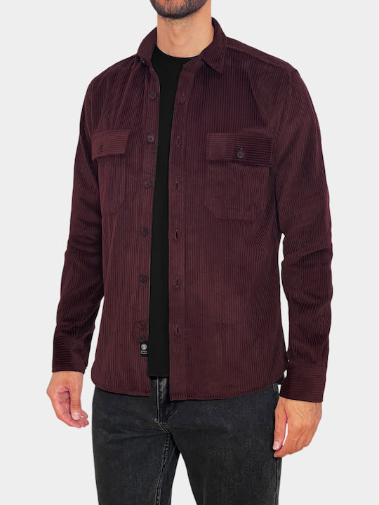 3Guys Μακρυμάνικo Βαμβακερό Overshirt Μπορντο
