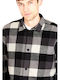 Long-sleeved Cotton Shirt Checked Black, White, Grey