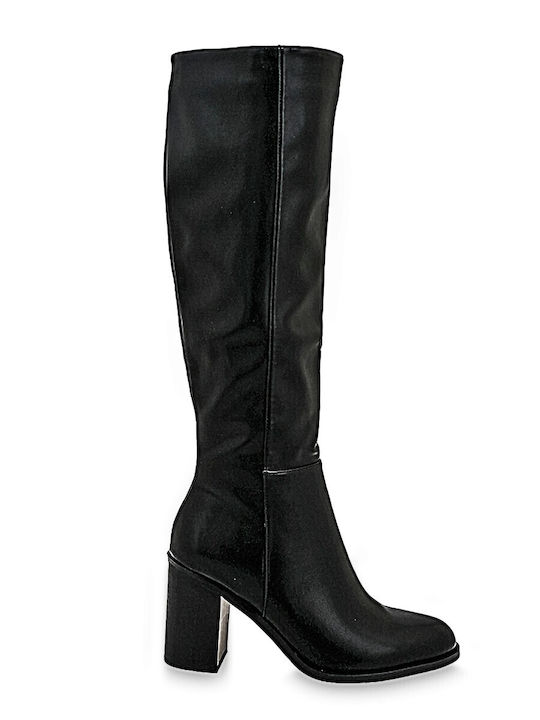 Exe Synthetic Leather High Heel Women's Boots Black