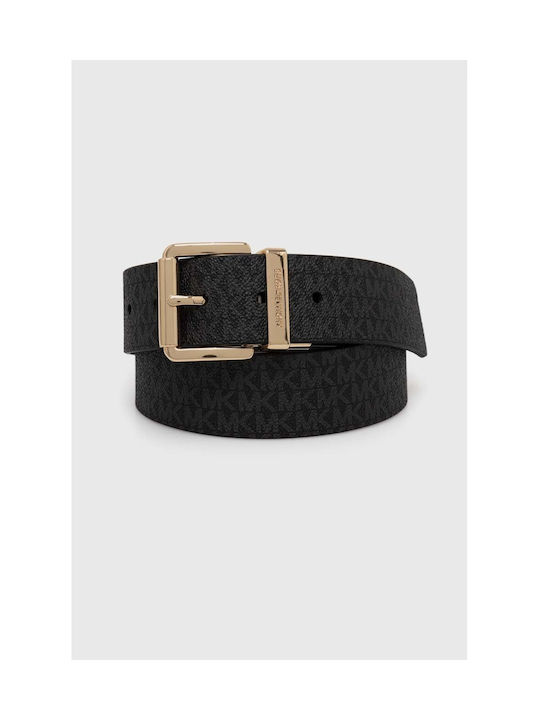 Leather Women's Belt Black Velvet-Black Metal