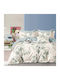 Beauty Home Domenico Set Coverlet Queen Size Cotton Satin Ecru, Green 220x240cm 3pcs